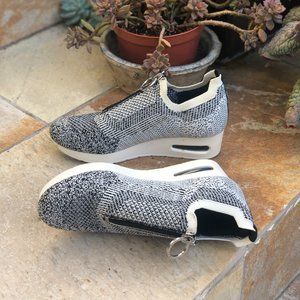 DKNY Knit Wedge Platform Angie Sneakers zip up